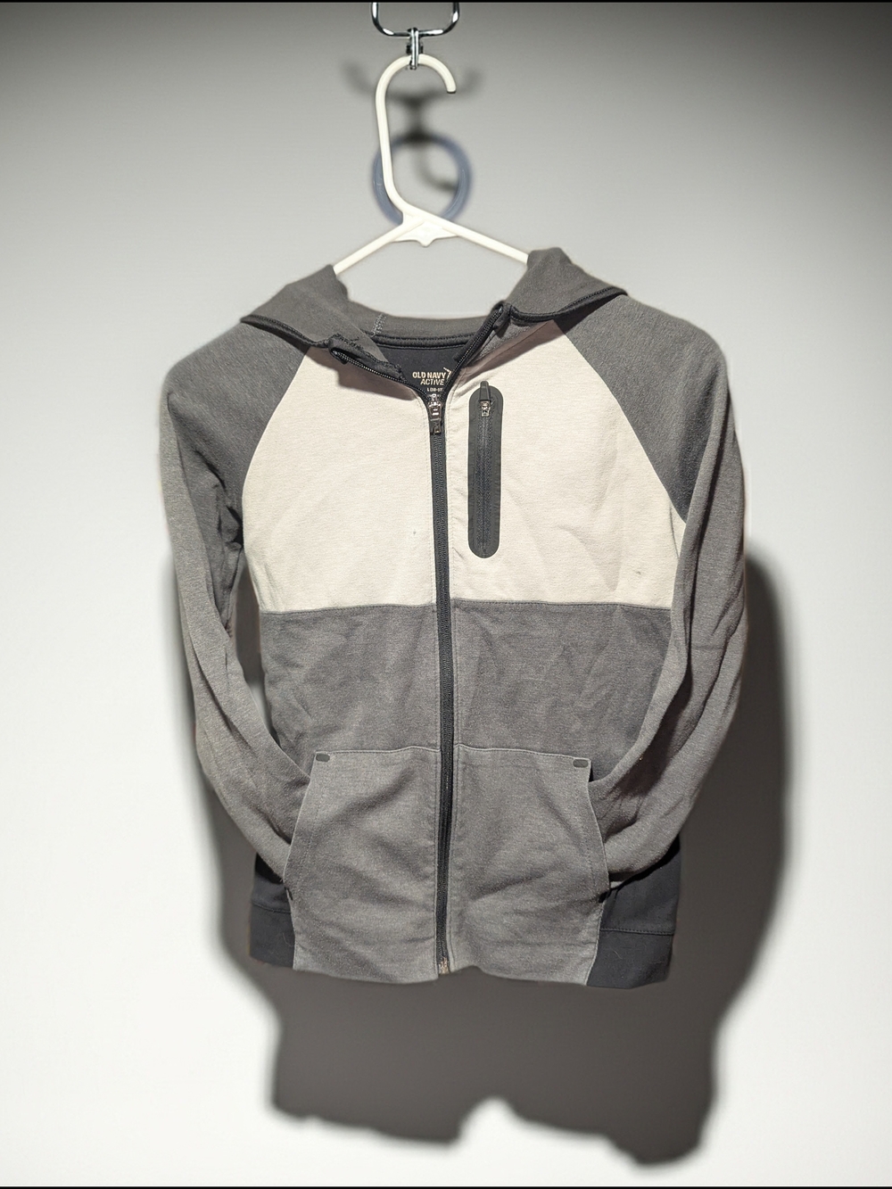 Old Navy Active Two-Tone Gray and Cream Zip Hoodie